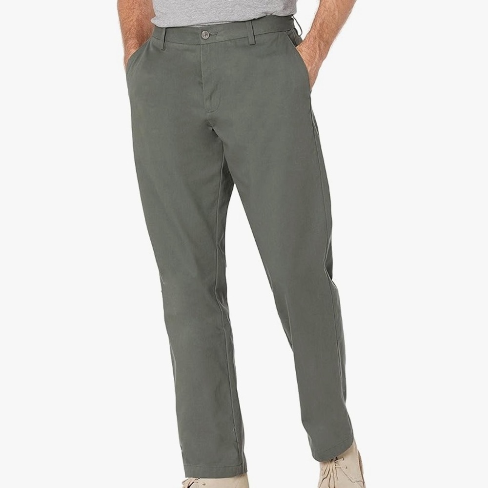 NWT Amazon Essentials Men's Dark Olive Chino Pants